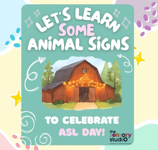 Celebrating ASL Day at The Sensory Studio 🤟🐾

Today we’re highlighting the power of communication through American Sign Language—and what better way to learn than through animal signs our kids love!

From “dog” and “cat” to “bird” and “fish,” incorporating ASL into play not only builds early language skills but also supports communication, connection, and confidence—especially for our little ones who are still finding their voice.

Using signs alongside spoken language helps reduce frustration, increases engagement, and makes learning interactive and fun. Plus… who doesn’t love signing their favorite animals? 🐶🐱🐰

At The Sensory Studio, we embrace all forms of communication and celebrate every child’s unique way of expressing themselves.

Try an animal sign with your child today—you might be surprised how quickly they pick it up!

Special thanks to LessonTutor.com for the beautiful visuals that helped bring these signs to life 💛

#ASLDay #thesensorystudio #EarlyCommunication #SpeechTherapy #playbasedlearning