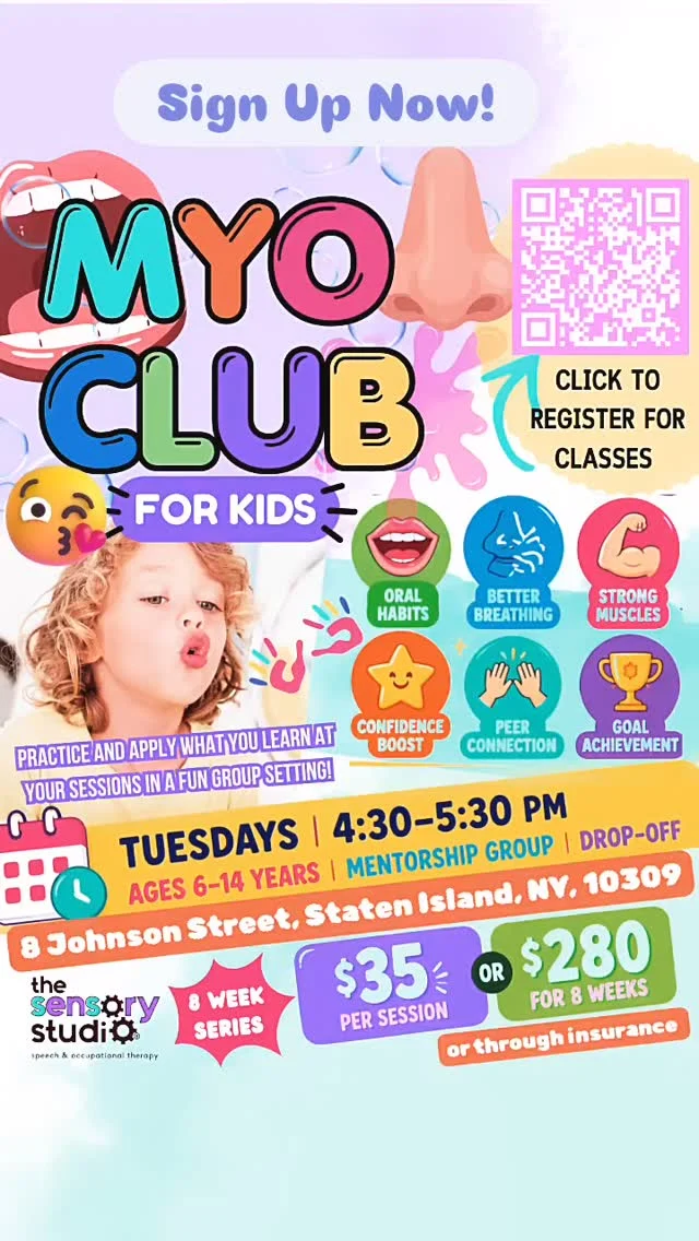 Consistency is everything when it comes to Orofacial Myofunctional Therapy — and carryover at home can be the hardest part for families. That’s why we created our very own MYO CLUB for KIDS at The Sensory Studio 💙

Our MYO CLUB is a fun, supportive group class designed for children already receiving Orofacial Myofunctional Therapy during their speech sessions. This dedicated weekly practice time helps children strengthen oral posture, breathing, tongue placement, and healthy habits alongside peers in a playful, motivating environment.

We heard your struggles with home practice, and we see it too — so we created a solution that makes carryover collaborative, more consistent, and more engaging for the kids doing the work.

Because progress happens with practice ✨

😜Go to www.thesensorystudio.com and click Summer Classes to sign up!***😜

#OrofacialMyofunctionalTherapy #pediatricspeechtherapy