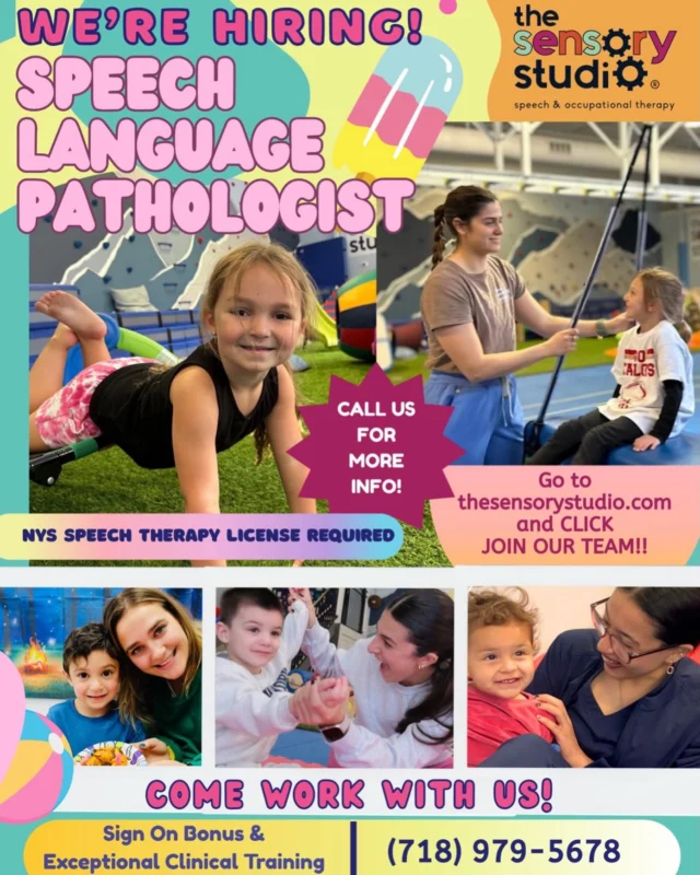 🌟Join Our Team! 🌟  We are hiring Speech Language Pathologists and Occupational Therapists. 🤓  We have part-time and full-time positions available, provide exceptional clinical training and offer generous hourly and salary compensation packages. 🖥️ Go to thesensorystudio.com and click: JOIN OUR TEAM!  or call our front desk to TO APPLY.  We can’t wait to open your mind to a world of new possibilities here in our clinical playground. We have 3 convenient Staten Island locations. APPLY TODAY! 🥳 #statenisland #statenislandmoms #statenislandparents